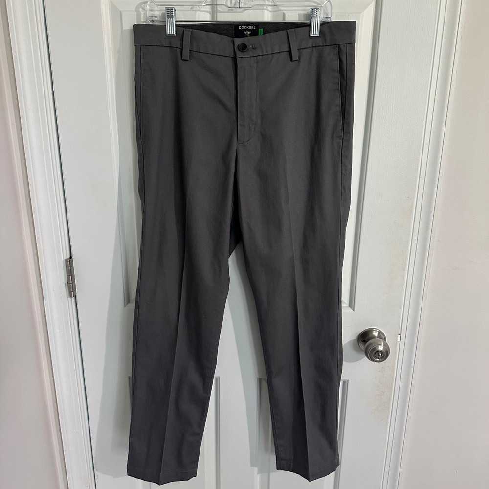 Dockers Mens Slim‎ Fit Work Pants Dress Casual Gray Size 32x30